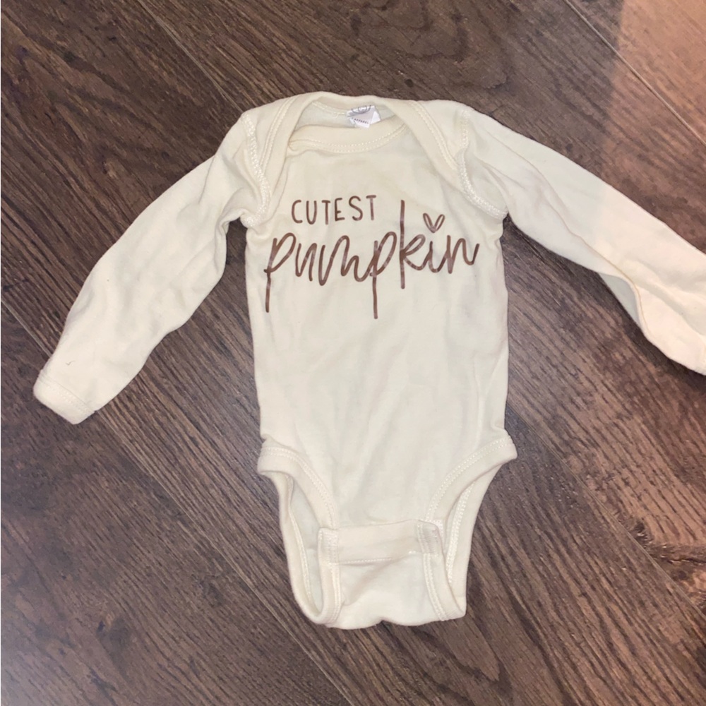Charming Cream Baby Bodysuit with Pumpkin Print
